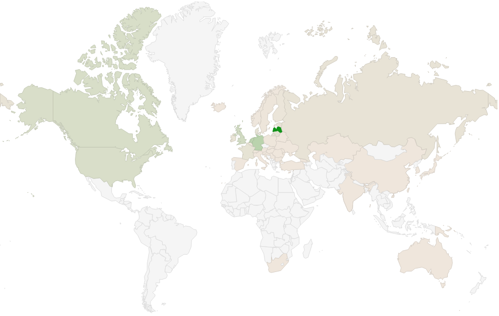 Hosting countries map